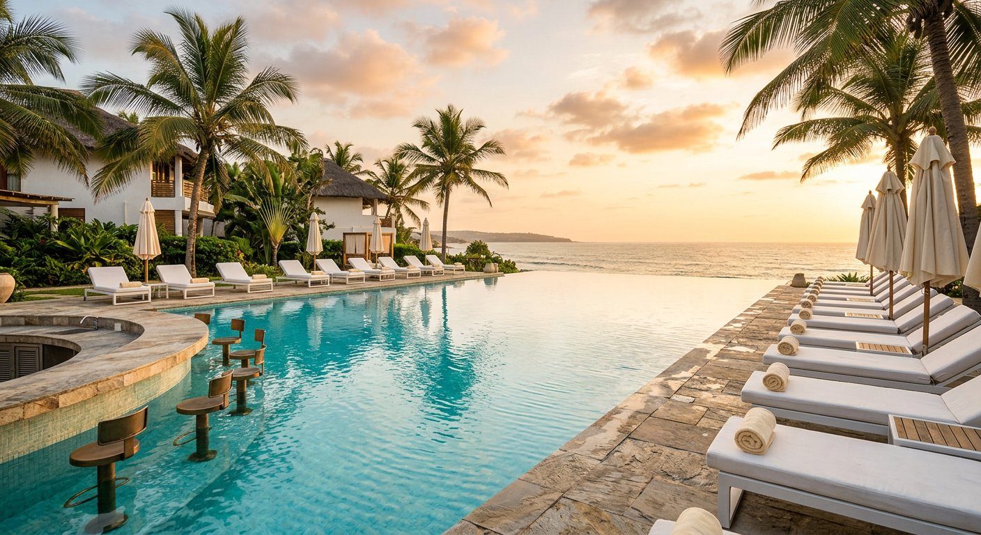 Infinity pool and swim-up bar at The Grove Essipong